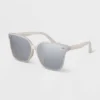 Women's Plastic Shield Sunglasses - A New Day™ White