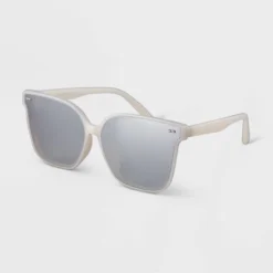Women's Plastic Shield Sunglasses - A New Day™ White