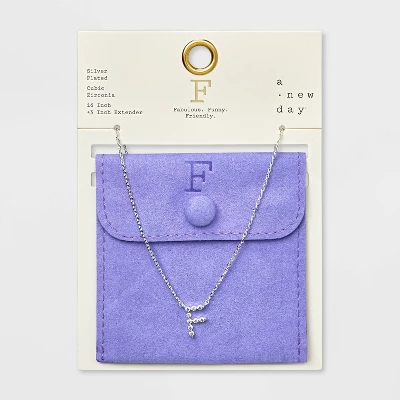 Silver Plated Cubic Zirconia Initial Pendant Necklace - A New Day™ Silver 9 Silver Plated Cubic Zirconia Initial Pendant Necklace - A New Day™ Silver - Image 9