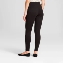 Women's High Waist Ponte Leggings - A New Day Black