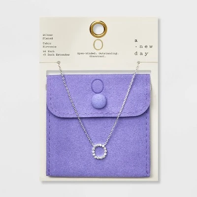 Silver Plated Cubic Zirconia Initial Pendant Necklace - A New Day™ Silver 18 Silver Plated Cubic Zirconia Initial Pendant Necklace - A New Day™ Silver - Image 18