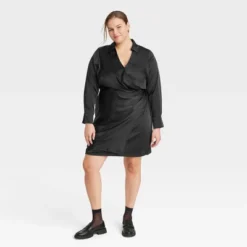 Women's Long Sleeve Satin Shirtdress - A New Day™ -A New Day GUEST 18f10df7 6b52 43de 9be7 de226a9f2787