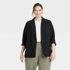 Women's Relaxed Fit Essential Blazer - A New Day™ Black -A New Day GUEST 273907a5 dbda 4902 944b 1cd4d3dbdfca