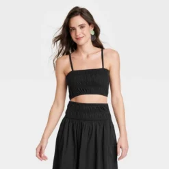 Women's Slim Fit Smocked Tiny Top - A New Day™ -A New Day GUEST 30310679 b9e7 490f 94d5 04113bb0b926