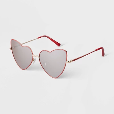 Women's Metal Heart Sunglasses - A New Day™ Pink 1 Women's Metal Heart Sunglasses - A New Day™ Pink