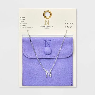 Silver Plated Cubic Zirconia Initial Pendant Necklace - A New Day™ Silver 17 Silver Plated Cubic Zirconia Initial Pendant Necklace - A New Day™ Silver - Image 17