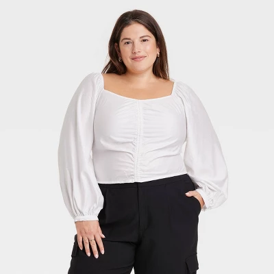 Women's Long Balloon Sleeve Slim Fit Ruched Front Top - A New Day™ 5 Women's Long Balloon Sleeve Slim Fit Ruched Front Top - A New Day™ - Image 5