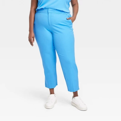 Women's Mid-Rise Slim Straight Fit Side Split Trousers - A New Day™ Blue 4 Women's Mid-Rise Slim Straight Fit Side Split Trousers - A New Day™ Blue - Image 4