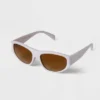 Women's Plastic Angular Wrap Triangle Sunglasses - A New Day™ Ivory