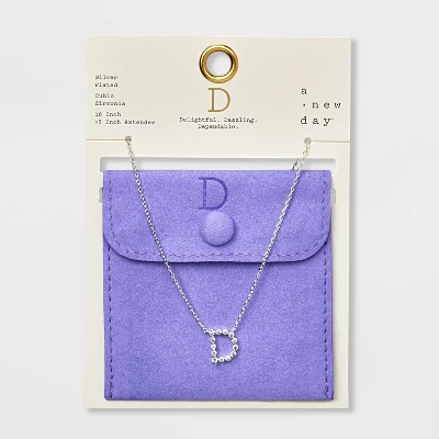 Silver Plated Cubic Zirconia Initial Pendant Necklace - A New Day™ Silver 7 Silver Plated Cubic Zirconia Initial Pendant Necklace - A New Day™ Silver - Image 7