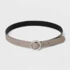 Women's Oval Tapered Center Bar Reversible Belt - A New Day™ Black/Gray