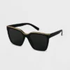 Women's Plastic Square Sunglasses - A New Day™ Black