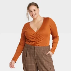 Women's Long Sleeve Ruched Slim Fit Bodysuit - A New Day™ -A New Day GUEST 8bf9164d 1d11 467a 8e8b 64c6582fdb4a