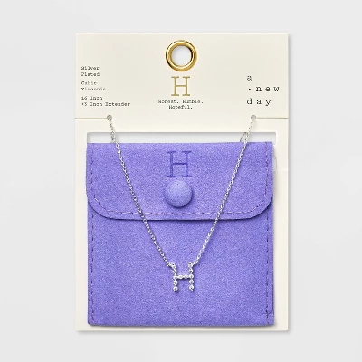 Silver Plated Cubic Zirconia Initial Pendant Necklace - A New Day™ Silver 11 Silver Plated Cubic Zirconia Initial Pendant Necklace - A New Day™ Silver - Image 11