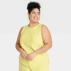 Women's Terry Tank Top - A New Day™ Yellow -A New Day GUEST b77e27e3 f117 4cee 85ac 4b33ba8c06f9