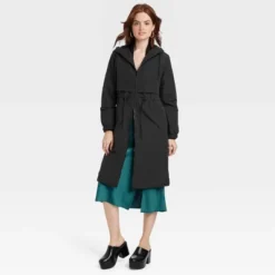Women's Relaxed Fit Trench Rain Coat - A New Day™ Black -A New Day GUEST ba8ebe9f 57f2 4362 947c dabbccf26ab1
