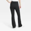 Women's Fold Over Waistband Flare Leggings With Pockets - A New Day™ Black