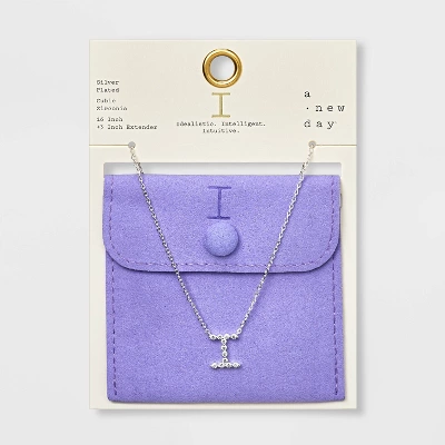 Silver Plated Cubic Zirconia Initial Pendant Necklace - A New Day™ Silver 12 Silver Plated Cubic Zirconia Initial Pendant Necklace - A New Day™ Silver - Image 12
