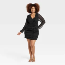 Women's Long Sleeve Ruched Front Bodycon Dress - A New Day™ -A New Day GUEST c7c55460 15e0 4daa ac71 29ec3dbeb8a8