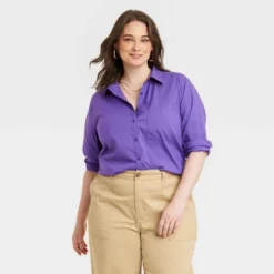 Women's Long Sleeve Relaxed Fit Button-Down Boyfriend Shirt - A New Day™ -A New Day GUEST cef96384 283c 4161 b962 3b995cc905e0