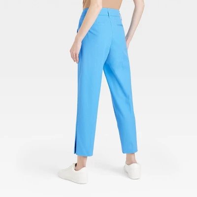 Women's Mid-Rise Slim Straight Fit Side Split Trousers - A New Day™ Blue 1 Women's Mid-Rise Slim Straight Fit Side Split Trousers - A New Day™ Blue