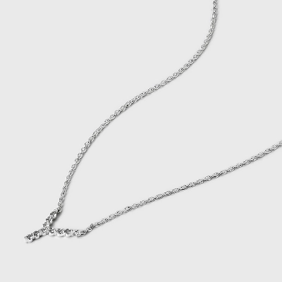 Silver Plated Cubic Zirconia Initial Pendant Necklace - A New Day™ Silver 3 Silver Plated Cubic Zirconia Initial Pendant Necklace - A New Day™ Silver - Image 3