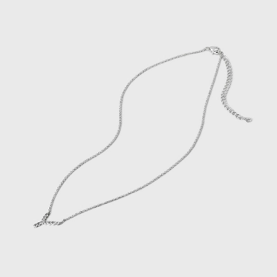 Silver Plated Cubic Zirconia Initial Pendant Necklace - A New Day™ Silver 2 Silver Plated Cubic Zirconia Initial Pendant Necklace - A New Day™ Silver - Image 2