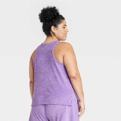 Women's Plus Size Terry Tank Top - A New Day™ Purple 2X 1 Women's Plus Size Terry Tank Top - A New Day™ Purple 2X