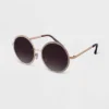 Women's Metal Crystal Round Sunglasses - A New Day™ Gold